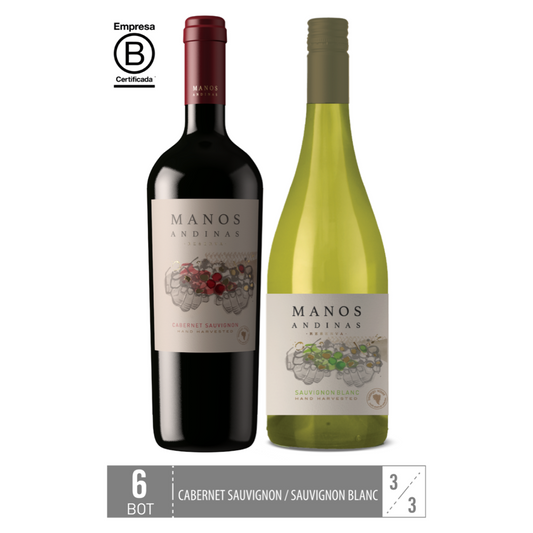 Mix 6 Unidades: Manos Andinas Cabernet Sauvignon Reserva & Sauvignon Blanc - Trasiego Wines